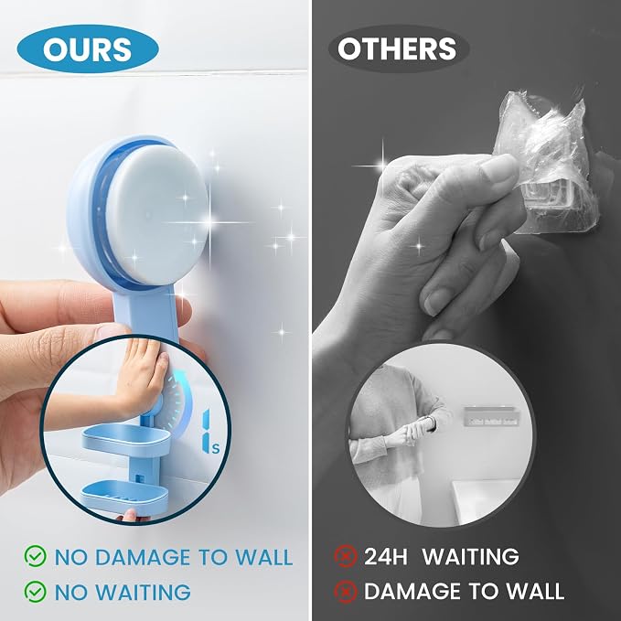 TAILI Double Layer Soap Dish Holder Suction Cup, Strong Sponge Holder - Image 8