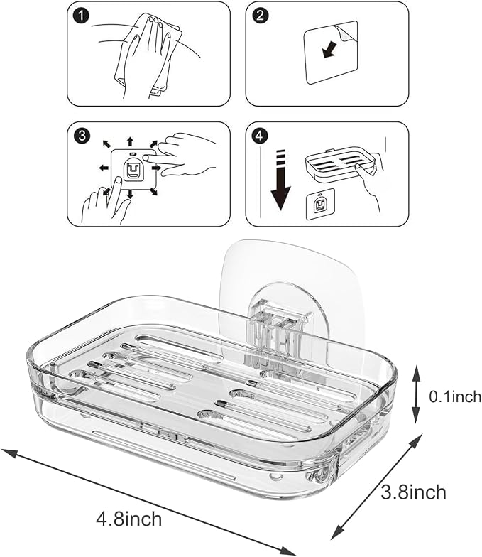 Soap Dish for Shower Wall Mounted, Soap Bar Holder Self Draining, Strong - Image 7