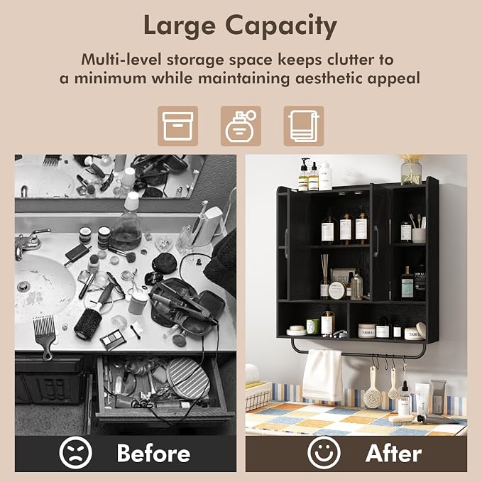 RUSTOWN Rustic Wood Wall Bathroom Cabinet, Farmhouse Medicine Cabinet Wall - Image 8