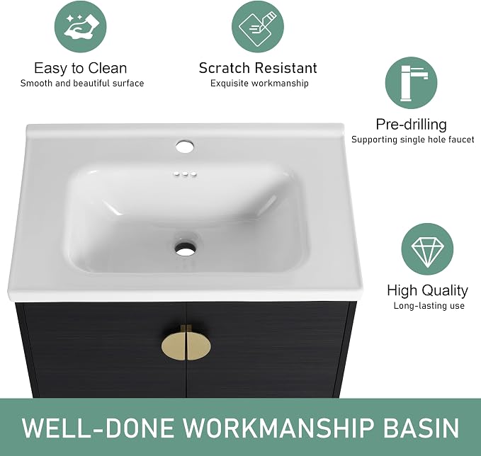 Generic 28 Inch Modern Black Bathroom Vanity - Image 3