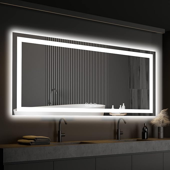 ISKM 55'' x 30'' LED Mirror for Bathroom Lighted Vanity Mirror for Wall Front by ISKM-IStillKeepMovin