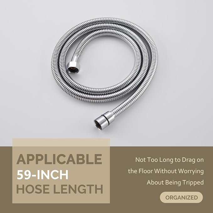 Angle Simple Flexible Shower Hose 59", Stainless Steel Handheld Shower Head - Image 8