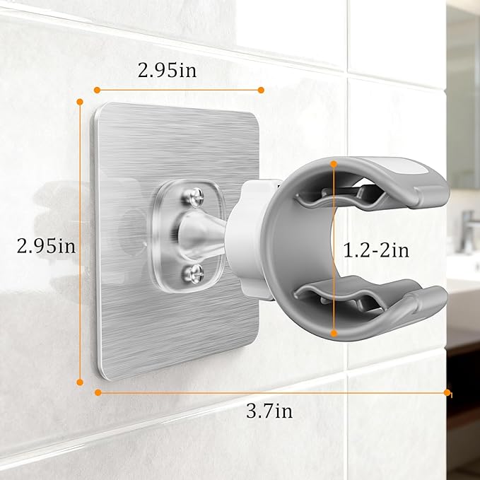 Adjustable Wall Mounted Shower Head Holder, Strong Adhesive & Drilling 2 - Image 2