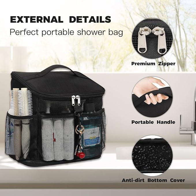 Mesh Shower Caddy Portable for College Dorm Room Essentials – Quick Dry Hanging - Image 4