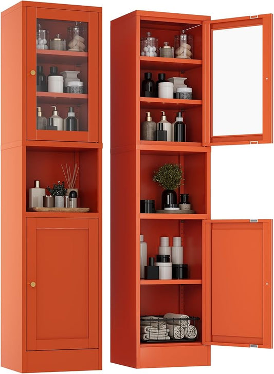 2-Door Metal Storage Cabinet, Tall Slim Pantry Organizer by MetalStorageCabient