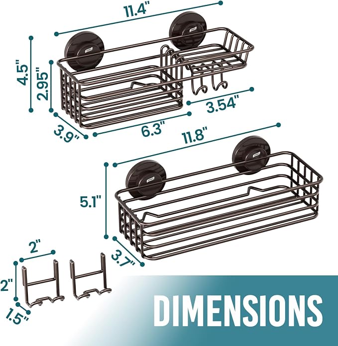 TAILI Shower Caddy Suction Cup 2 Pack - Image 2