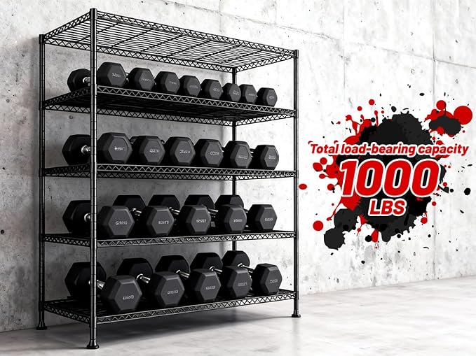 REIBII 45.8“W Metal Shelving Storage Shelves, 5-Tier Wire Shelving Unit - Image 9