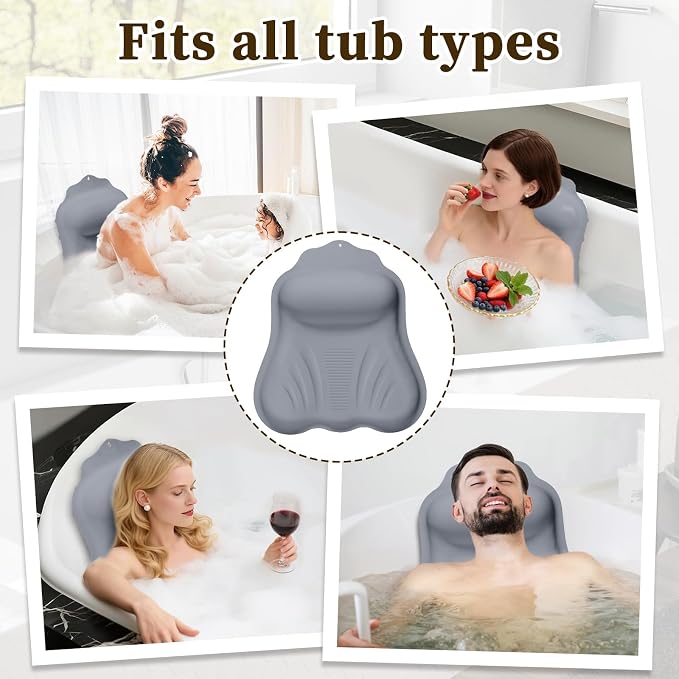 Silicone Bath Pillow for Tub Adults, 4D Air-Cushion Bathtub Pillow for Head - Image 6