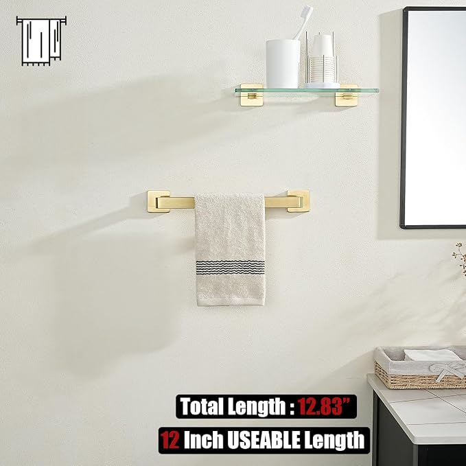 JQK Gold Towel Bar, Rounded Edges 14.41 Inch Towel Rack, 304 Stainless Steel - Image 5