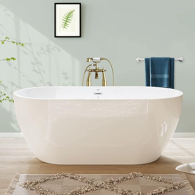 FerdY Bali 59" Acrylic Freestanding Bathtub, Gracefully Shaped Freestanding by FerdY