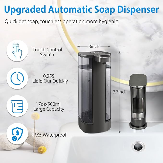 Automatic Liquid Soap Dispenser, Rechargeable, 17oz/500ml - Image 2