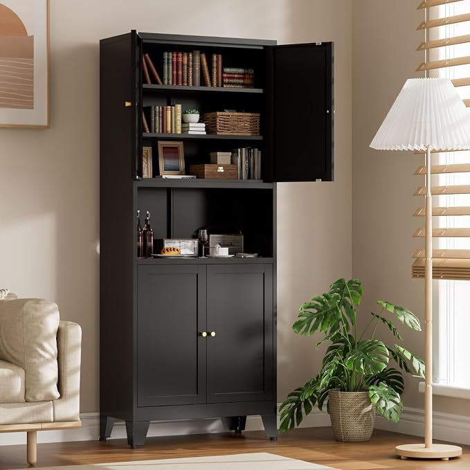 Metal Kitchen Pantry Cabinet, Freestanding Cupboards - Image 5