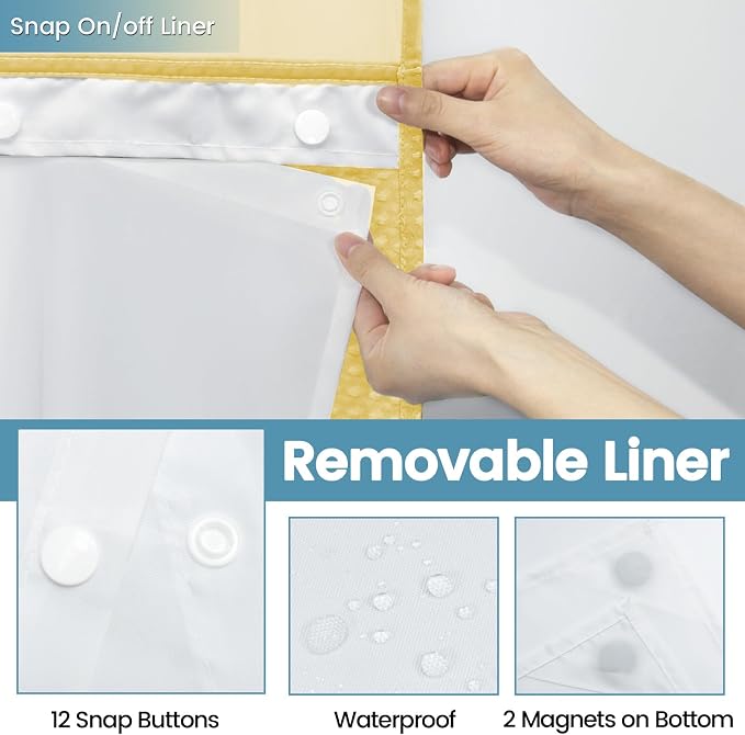 Yellow No Hook Shower Curtain - Image 6