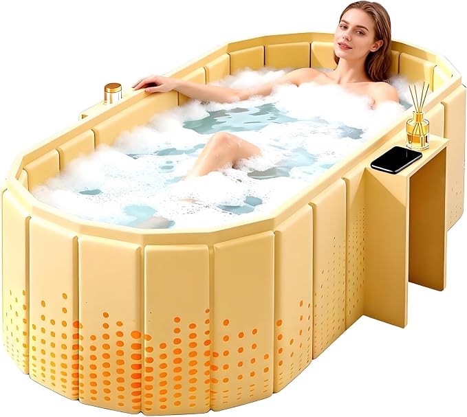 Portable Bathtub for Adult 59" Large Collapsible Cold Plunge Bathtub Foldable by COBOPANDA