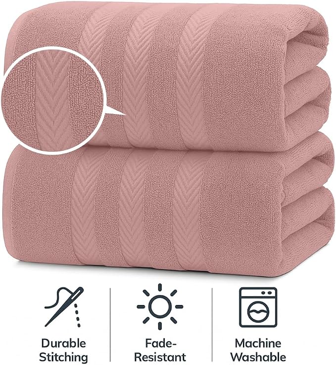 RIVERSIDE Pack of 2 Extra Large Bath Sheets 35 x 70 Inches - Image 3
