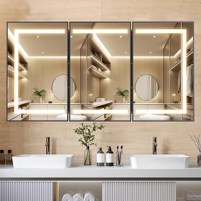APRILSOUL 60X32 Inch Black Bathroom Medicine Cabinet by Unknown