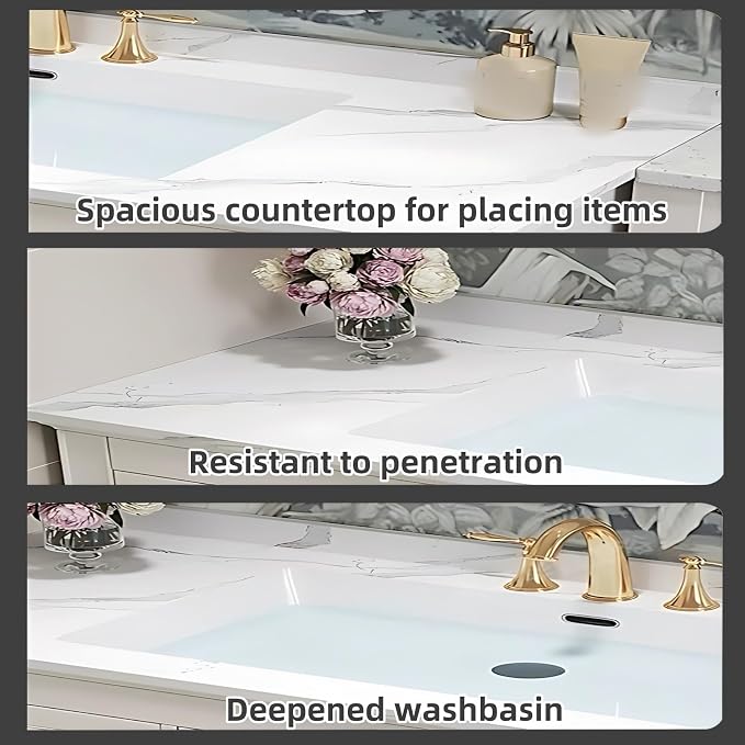72IN Cream White Bathroom Vanity - Image 5