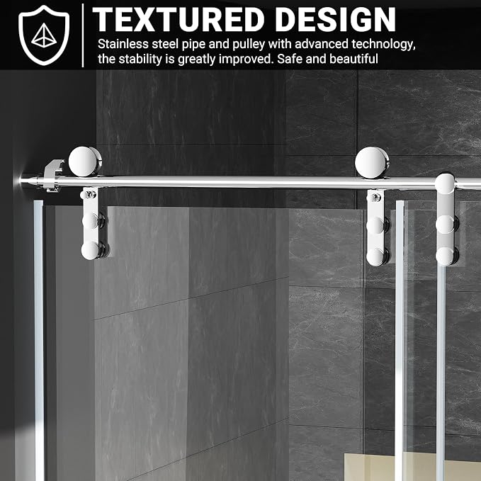 Chabatree Shower Door 60" W x 76" H Frameless Sliding Shower Door, Frameless - Image 2