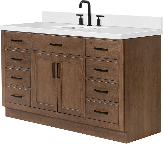 ARIEL Hepburn 60 Inch Single Rectangle Sink Bathroom Vanity - Image 4