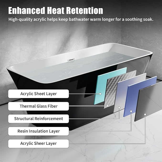 67" Acrylic Freestanding Bathtub - Image 6