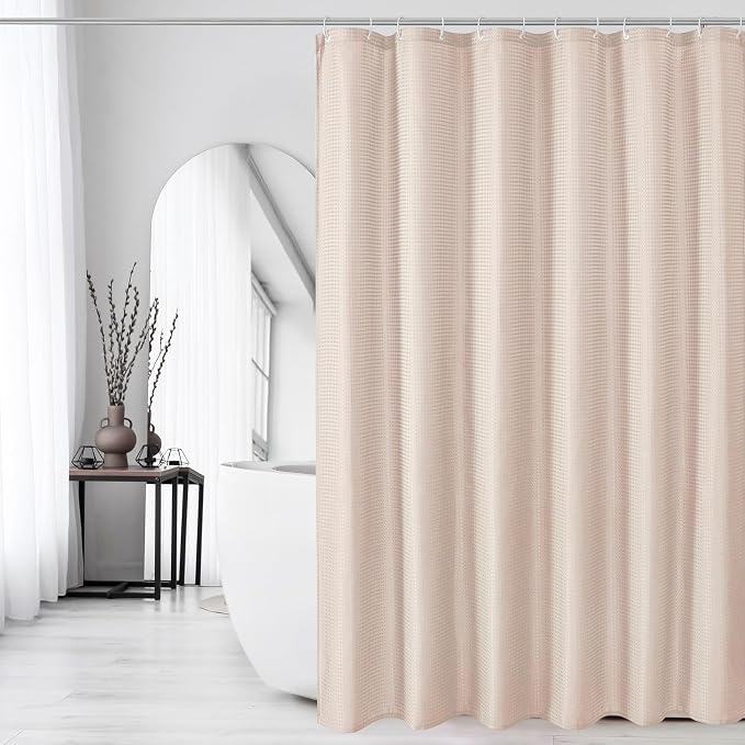 Gibelle Extra Long Shower Curtain 72 x 84, Tall Waffle Weave Textured Fabric - Image 6