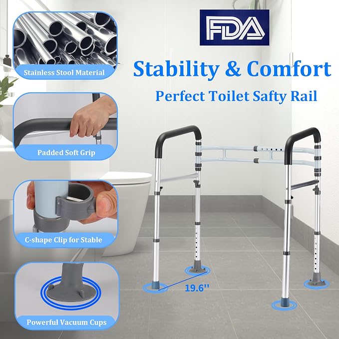 Toilet Safety Rails – Adjustable, Foldable Toilet Handle Frame - Image 4