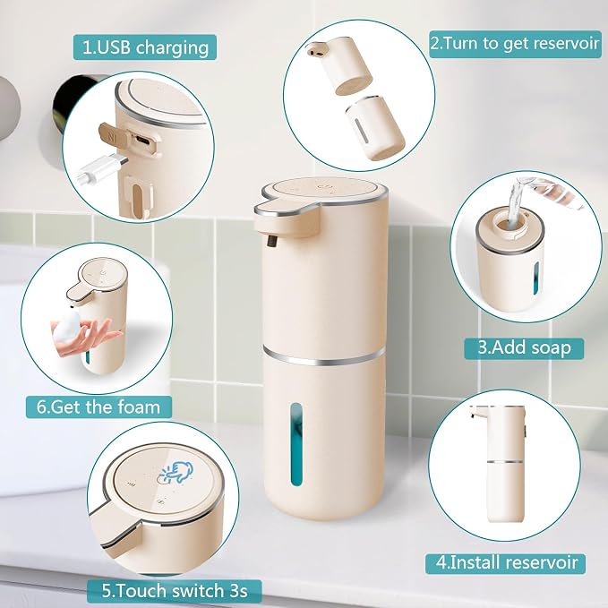 Automatic Soap Dispenser – Touchless Foaming Soap Dispenser 400ml USB - Image 4