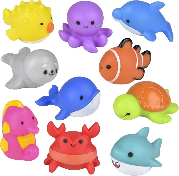 14 Pack Assorted Rubber Sea Life Animals – Mini Ocean Creatures by ShopZoomBee