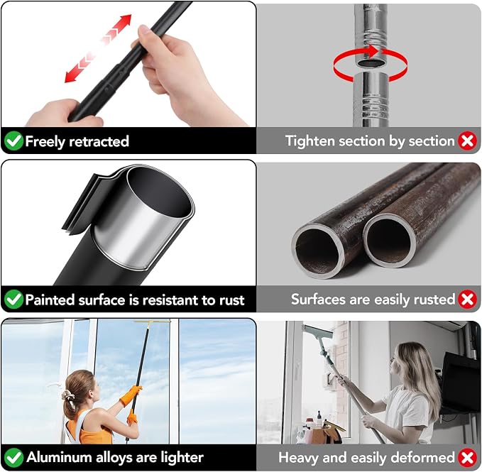 Shower Squeegee with Long Handle, 15-51" Telescopic Squeegee - Image 4