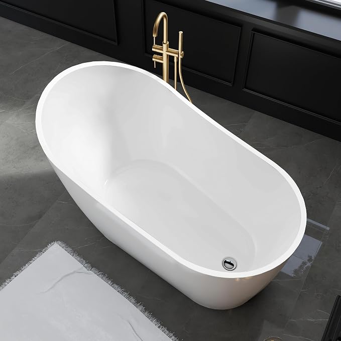 59" High-back Acrylic Freestanding Bathtubs, Stand Alone Tub, Soaking Tubs - Image 3