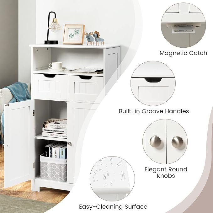 COSTWAY Bathroom Storage Cabinet, Freestanding Storage Organizer - Image 7