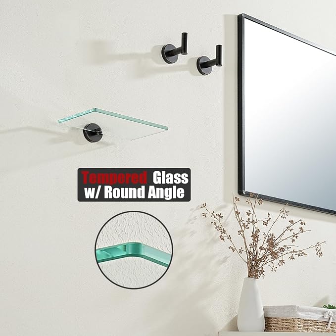 JQK Bathroom Glass Shelf Oil Rubbed Bronze, Tempered Glass Shower Storage 8 by - Image 6