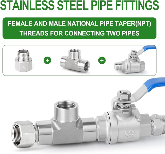 TAISHER 5PCS 304 Stainless Steel Pipe Fitting, 3/4" NPT Male x 1" NPT Female - Image 6