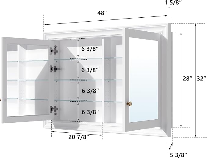 WELLFOR 48"x 32" Bathroom Medicine Cabinet - Image 2