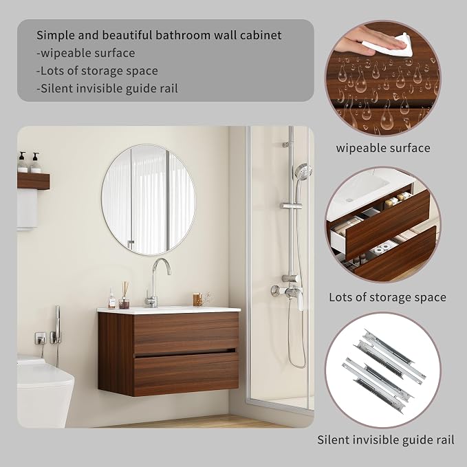 32" Wall Mounted Bathroom Vanity - Image 5