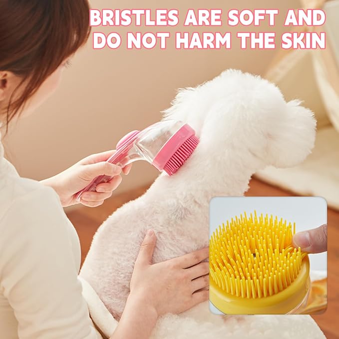 Pet Bath Brush, Dog Shampoo Brush Bubble Maker, New 2 in 1 Dog Bath Brush - Image 4