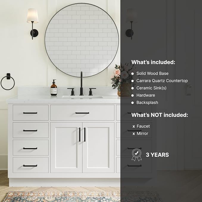 ARIEL Hepburn 60" White Bathroom Vanity - Image 5