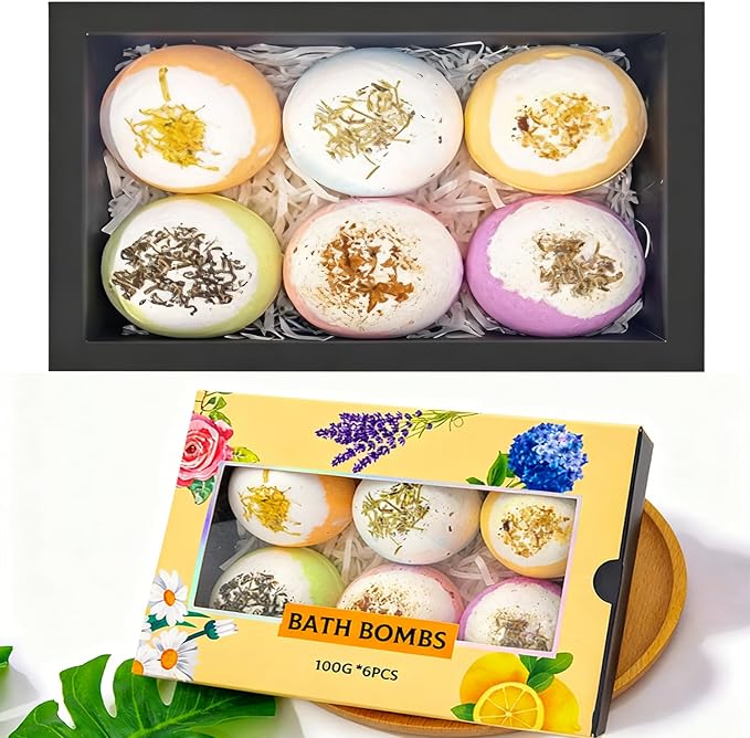 Natural Dried Flower Bath Bombs Gift Set by Unknown