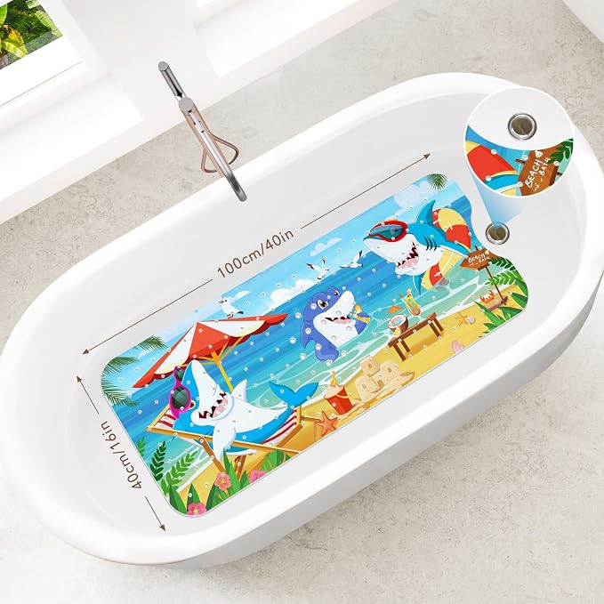 SHUCHING Baby Bath Mat for Tub Non Slip-40 X 16 Inch, Extra Long Kids Bathtub - Image 2