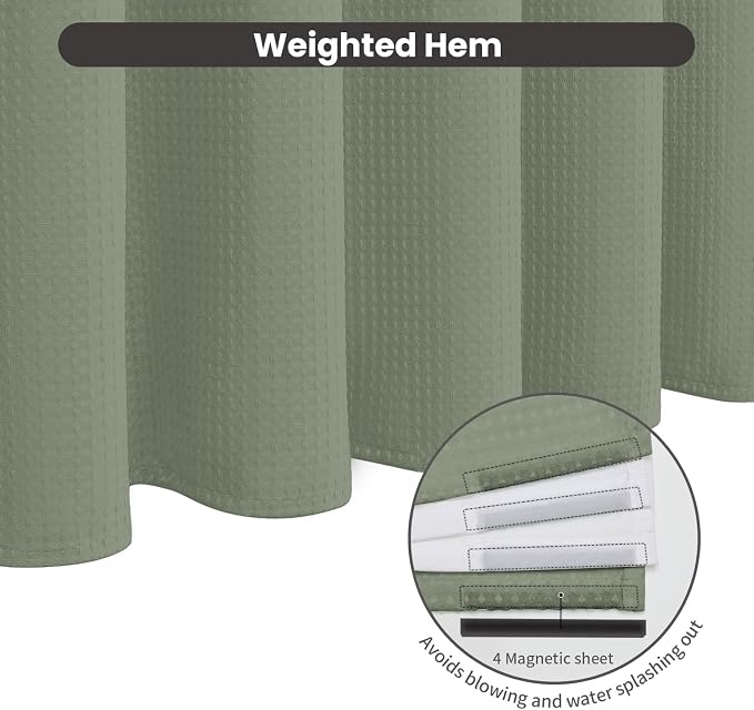 Inhousolu No Hook Waffle Weave Shower Curtain - Image 4
