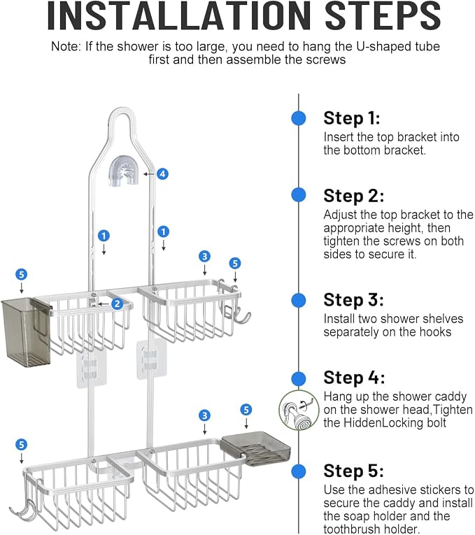 Adjustable Shower Caddy Hanging - Image 8