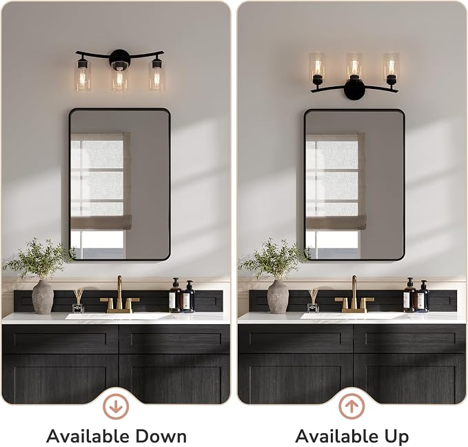 USHOWER 3-Light Bathroom Light Fixtures, Vanity Lights - Image 7
