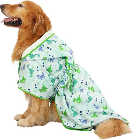 HDE Dog Bathrobe Super Absorbent Quick Drying Puppy Towel Wrap Coat Adjustable by HDE