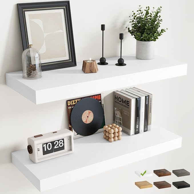 36 Inch Floating Shelves for Wall Set of 2, Easy Install Engineered Wood by Marsmiles