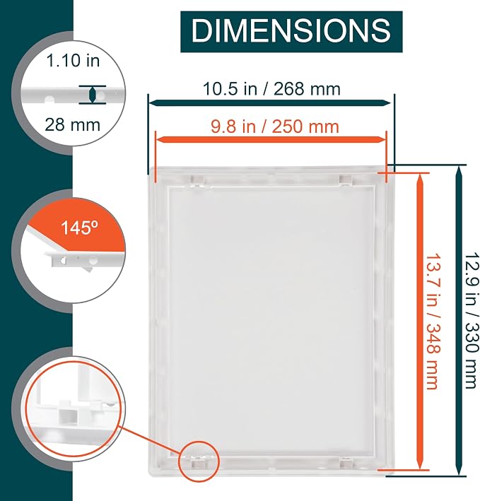 10" x 13" White Plastic Access Panel. Service Shaft Door Panel. Plumbing - Image 2