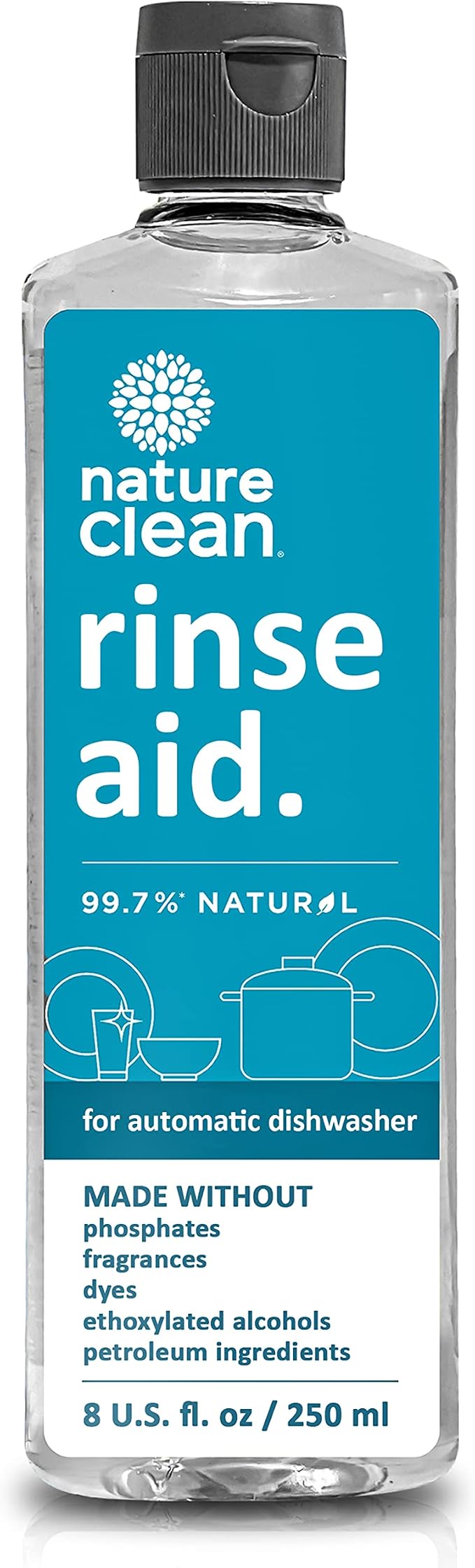 Nature Clean All Natural Dishwasher Rinse Aid Cleaner, Liquid Dishwasher Rinse by NatureClean