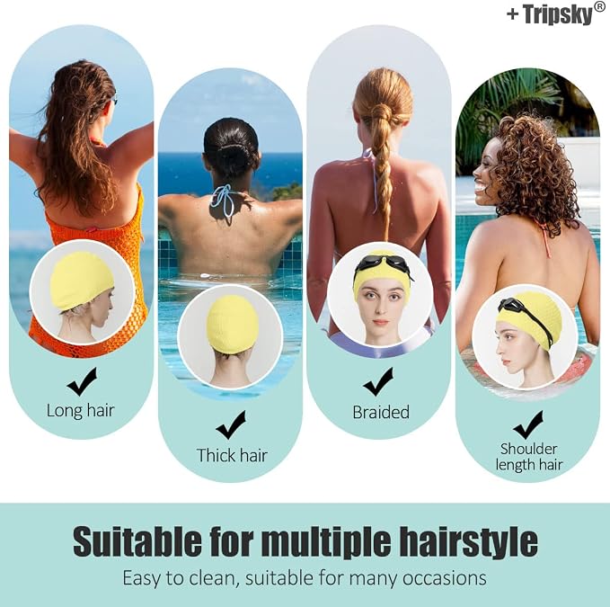 Tripsky Silicone Swim Cap, Comfortable Bathing Cap Ideal - Image 2