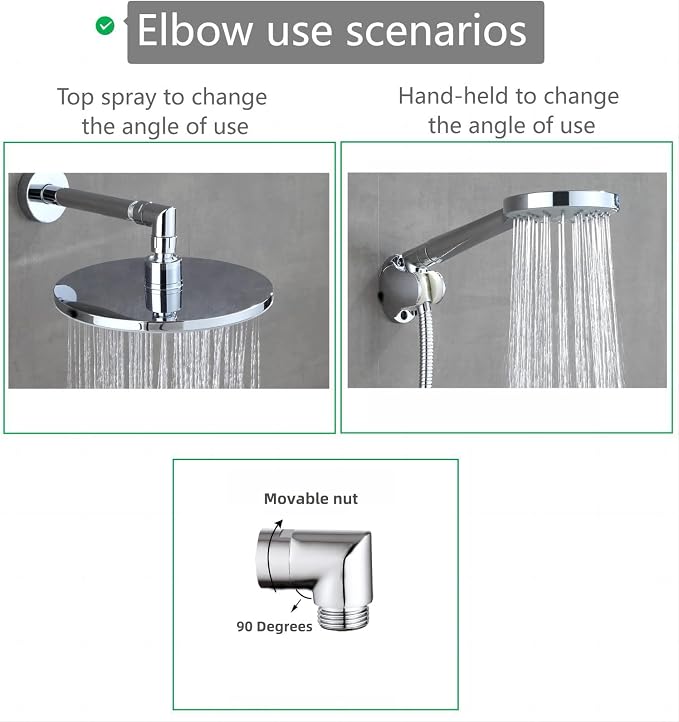 Totalize Solid Brass 90 Degree Shower Elbow Adapter, G1/2" Shower Head - Image 4