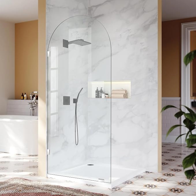 34" W ×78" H Shower Glass Door, Bathroom Framless Glass Shower Panel Door by BathStellarMall