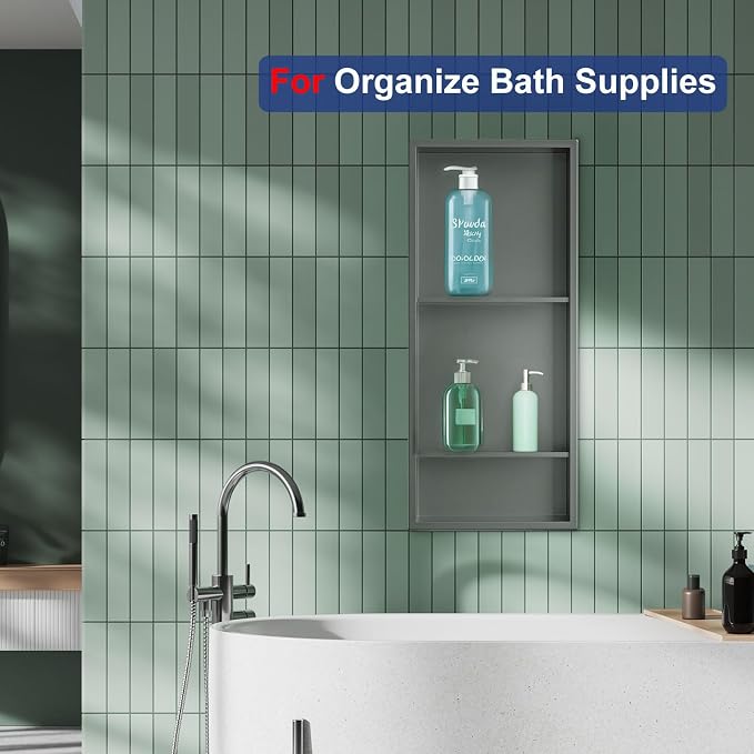 Shower Niche, 12 * 30 Stainless Steel Elegant Bathroom Niche, No Tile Needed - Image 3